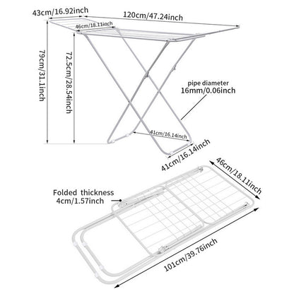 Upgrade Double Wing Floor Folding Drying Rack For Clothes Quilt Towel-White V1161-109759