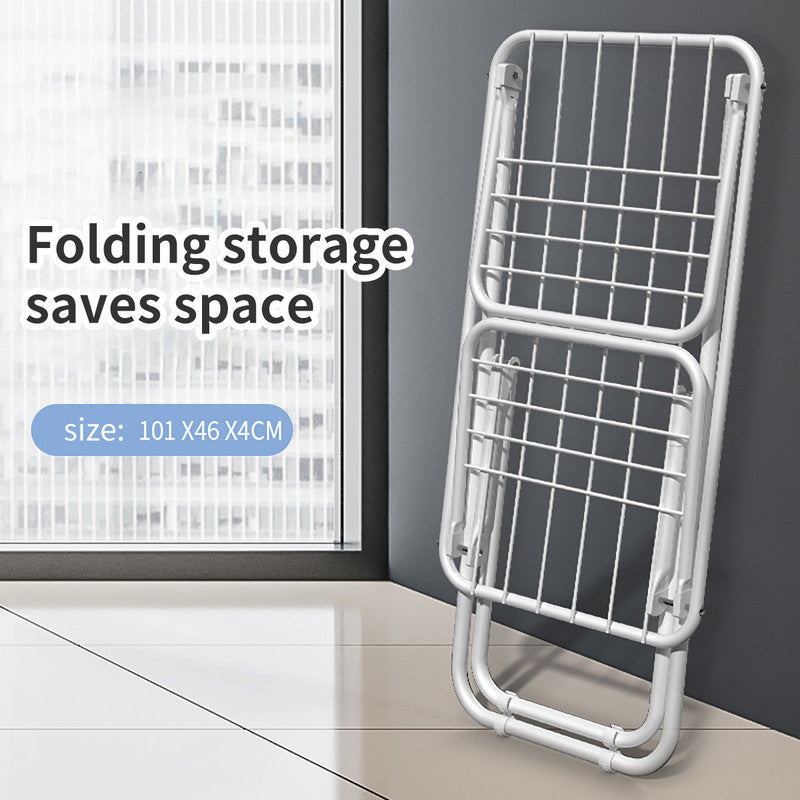 Upgrade Double Wing Floor Folding Drying Rack For Clothes Quilt Towel-White V1161-109759