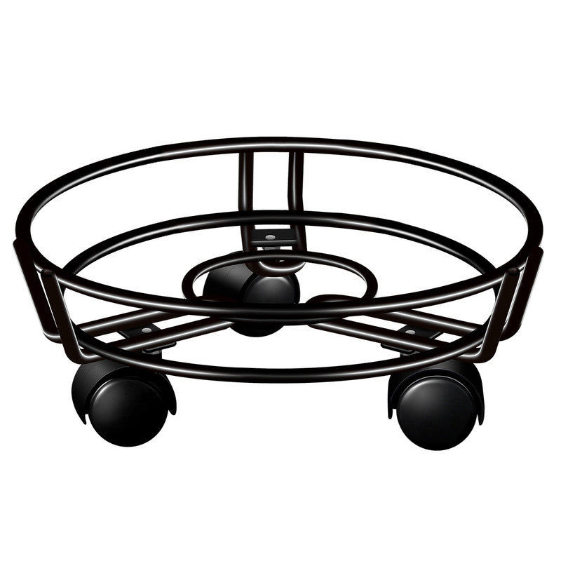 Movable Iron Potted Plant Stand for Home Garden Decoration-Black V1161-600464