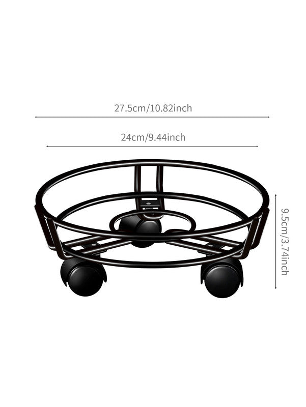 Movable Iron Potted Plant Stand for Home Garden Decoration-Black V1161-600464