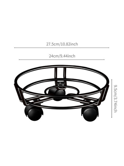 Movable Iron Potted Plant Stand for Home Garden Decoration-Black V1161-600464