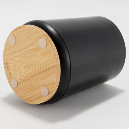 Plastic Toothbrush Cup with Bamboo Base Household Bathroom Essential-Black V1161-860004