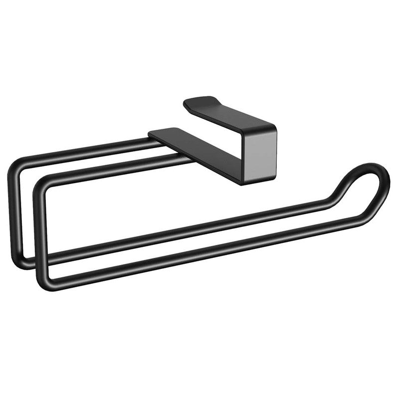 Metal No-punch Roll Paper Rack for Kitchen Cabinet Cling Film Storage Rack-Black V1161-860017