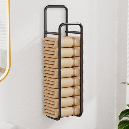 Double-Pole Towel Rack, Wall-Mounted Storage Rack for Bathroom,Black V1161-860081
