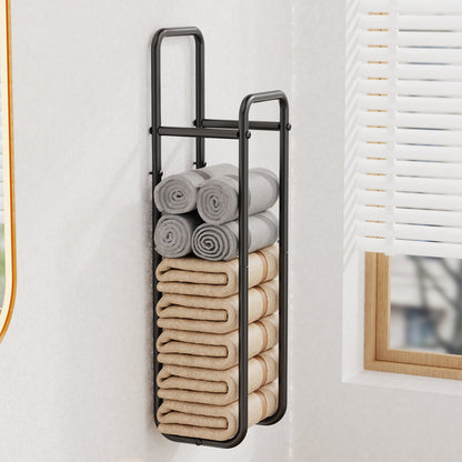 Double-Pole Towel Rack, Wall-Mounted Storage Rack for Bathroom,Black V1161-860081