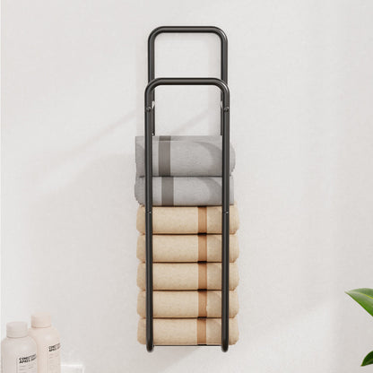 Double-Pole Towel Rack, Wall-Mounted Storage Rack for Bathroom,Black V1161-860081