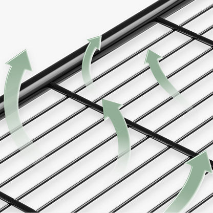 Metal Shelf For Microwave Oven 2 Level Kitchen Storage Rack With 4 Hooks-Black V1161-960109