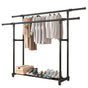 Double-rod Adjustable Clothes Rack with Pulley-Back V1161-972836