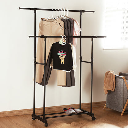 Double-rod Adjustable Clothes Rack with Pulley-Back V1161-972836