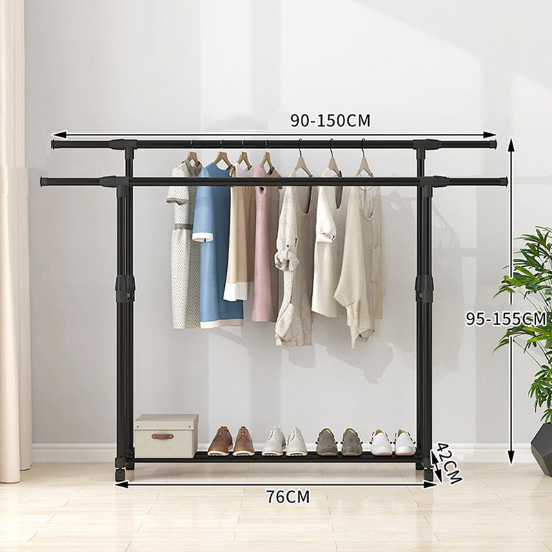 Double-rod Adjustable Clothes Rack with Pulley-Back V1161-972836