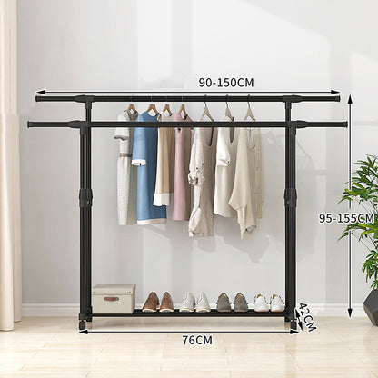 Double-rod Adjustable Clothes Rack with Pulley-Back V1161-972836