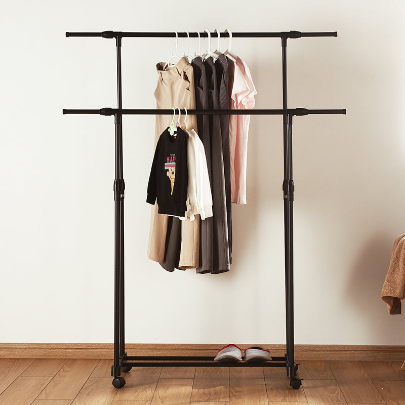 Double-rod Adjustable Clothes Rack with Pulley-Back V1161-972836