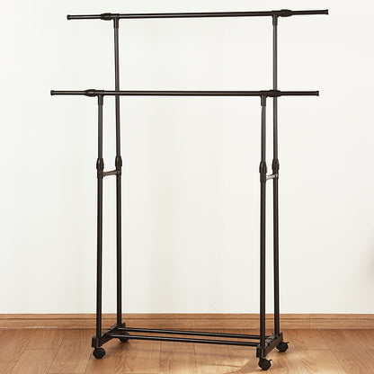 Double-rod Adjustable Clothes Rack with Pulley-Back V1161-972836