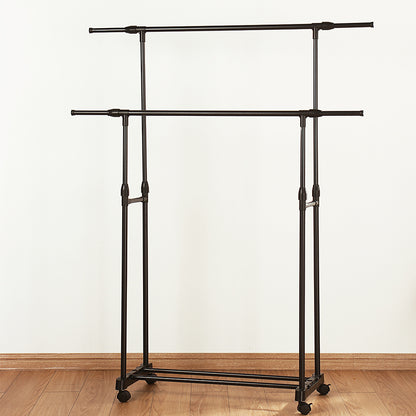 Double-rod Adjustable Clothes Rack with Pulley-Back V1161-972836