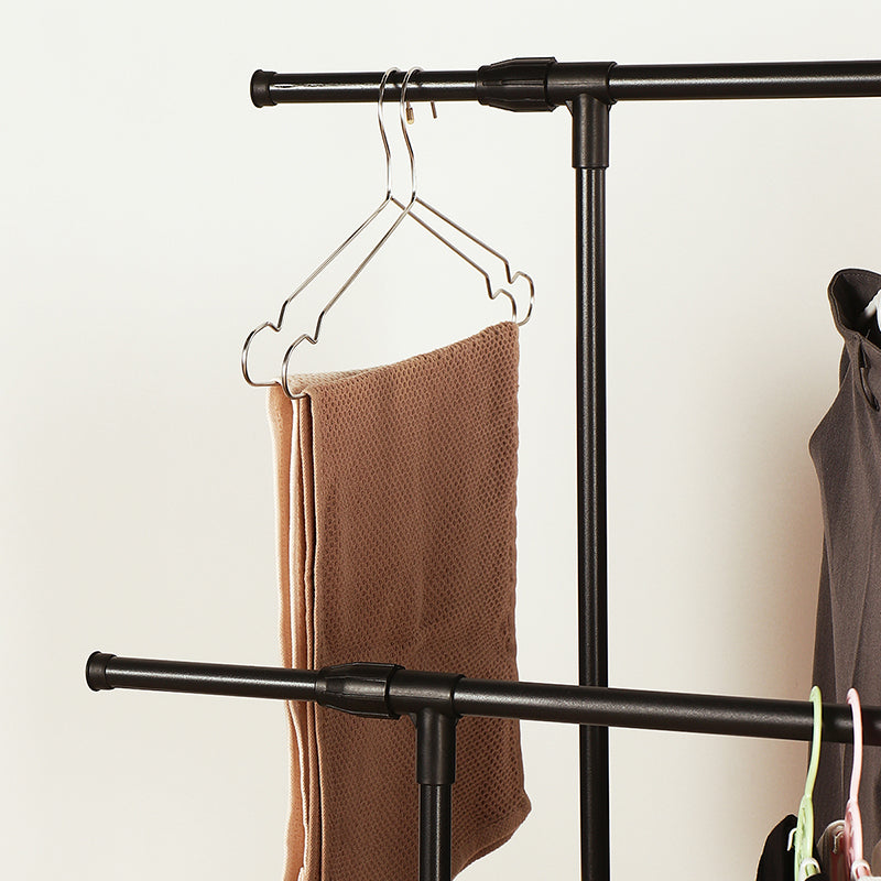 Double-rod Adjustable Clothes Rack with Pulley-Back V1161-972836