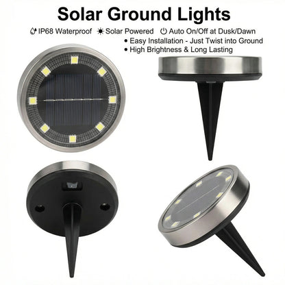 30pcs Solar Ground Lights IP68 Waterproof Warm Light High Brightness Auto On/Off Long Lasting V1163-TYN-B-30