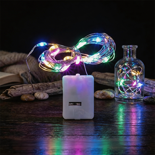 24 Battery Operated Fairy Lights [3 Modes] 7ft 20 LED Mini Twinkle String Lights Waterproof Silver Wire V1163-XBH-HH-A