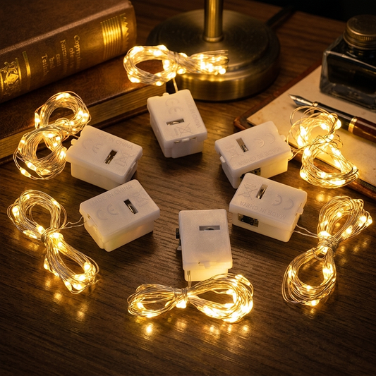 24 Battery Operated Fairy Lights [3 Modes] 7ft 20 LED Mini Twinkle String Lights Waterproof Silver Wire V1163-XBH-HH-A