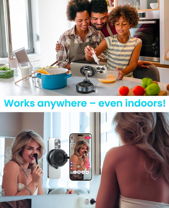 Suction Cup Phone Mount , 360 degrees Adjustable Magnetic Car Phone Holder, Pocket Size Foldable Car Mount, V1164-325724