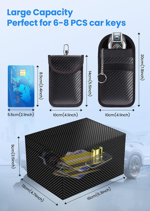 Faraday Box with Faraday Pouch 2 Pack, Keyless Entry Car Key Safe Protector RFID Anti-Theft Signal Blocking V1164-325727