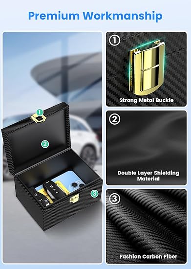 Faraday Box with Faraday Pouch 2 Pack, Keyless Entry Car Key Safe Protector RFID Anti-Theft Signal Blocking V1164-325727