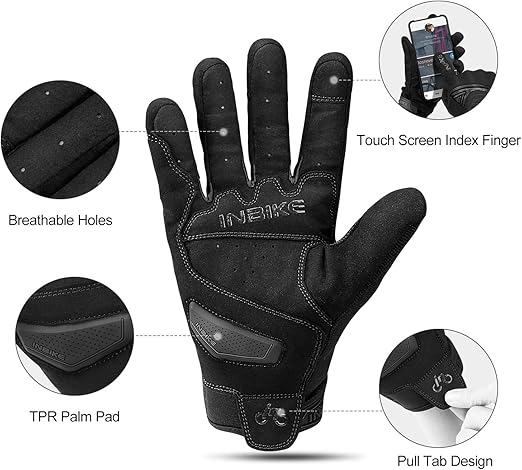 Breathable Mesh Motorcycle Gloves Touchscreen with TPR Palm Pad Hard Knuckle-Back-Medium V1164-325732