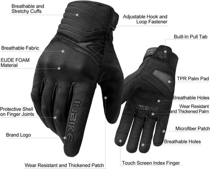 Breathable Mesh Motorcycle Gloves Touchscreen with TPR Palm Pad Hard Knuckle-Back-Medium V1164-325732