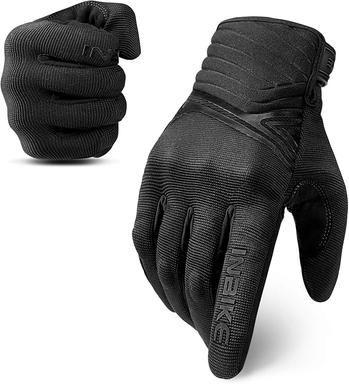 Breathable Mesh Motorcycle Gloves Touchscreen with TPR Palm Pad Hard Knuckle-Back-Small V1164-325733