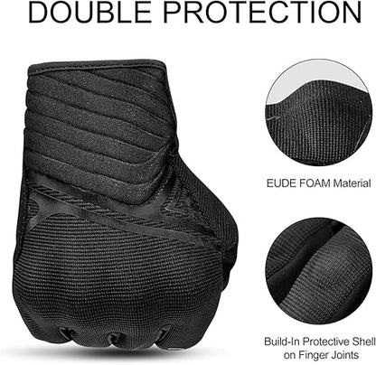 Breathable Mesh Motorcycle Gloves Touchscreen with TPR Palm Pad Hard Knuckle-Black-Large V1164-325734