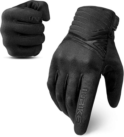 Breathable Mesh Motorcycle Gloves Touchscreen with TPR Palm Pad Hard Knuckle-Black-XLarge V1164-325735