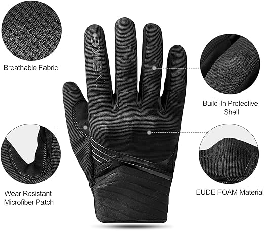Breathable Mesh Motorcycle Gloves Touchscreen with TPR Palm Pad Hard Knuckle-Black-XLarge V1164-325735