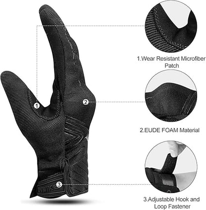 Breathable Mesh Motorcycle Gloves Touchscreen with TPR Palm Pad Hard Knuckle-Black-XXLarge V1164-325736