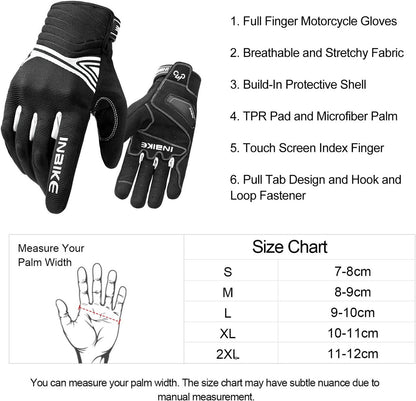 Breathable Mesh Motorcycle Gloves Touchscreen with TPR Palm Pad Hard Knuckle-White-XLarge V1164-325740