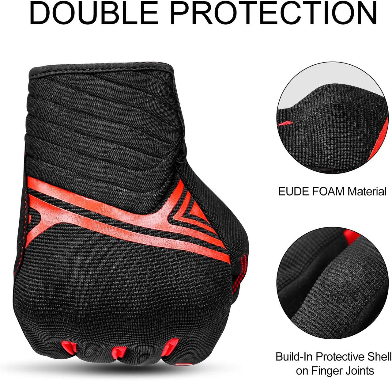Breathable Mesh Motorcycle Gloves Touchscreen with TPR Palm Pad Hard Knuckle-Red-Small V1164-325742
