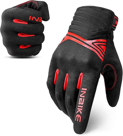 Breathable Mesh Motorcycle Gloves Touchscreen with TPR Palm Pad Hard Knuckle-Red-Medium V1164-325743