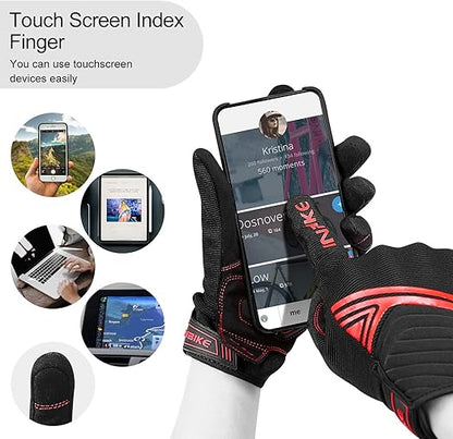Breathable Mesh Motorcycle Gloves Touchscreen with TPR Palm Pad Hard Knuckle-Red-XLarge V1164-325745