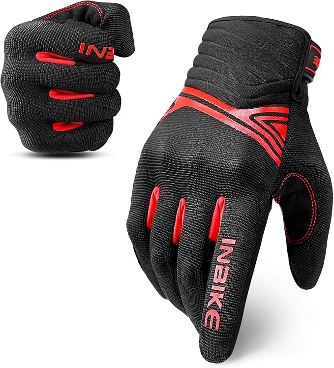 Breathable Mesh Motorcycle Gloves Touchscreen with TPR Palm Pad Hard Knuckle-Red-XXLarge V1164-325746