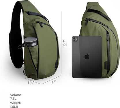 Crossbody Left Shoulder 7.5L - Crossbody Bag Men,Sling Backpack - Fits 12" Tablet - Single Shoulder-Green V1164-325749