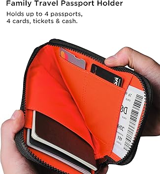 Travel Wallet - RFID Passport Holder, Self Locking Zipper Wear & Tear-Resistant Material, 3 Passport Pockets V1164-325752