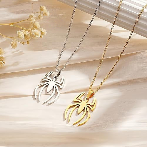 Spider Pendant Necklace Surgical Steel Superhero Spiderman Jewelry for Kids-1 pair V1164-325760