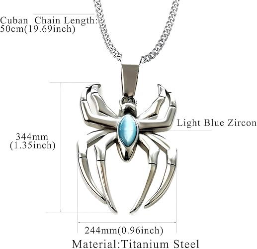 Spider Pendant Necklace Surgical Steel Superhero Spiderman Jewelry for Kids- Silver B V1164-325762