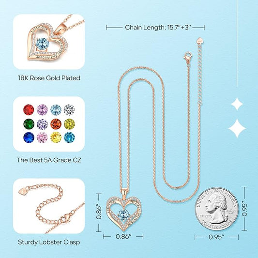 18K Rose Gold Necklaces for Women, 925 Sterling Silver Gifts for Mothers Day, Jewelry for Wife Mom Her V1164-325766