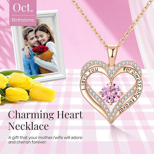 18K Rose Gold Necklaces for Women, 928 Sterling Silver Gifts for Mothers Day, Jewelry for Wife Mom Her V1164-325773