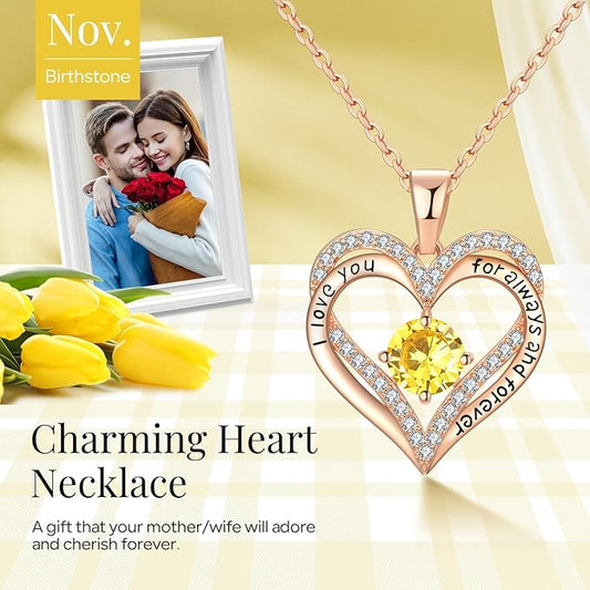 18K Rose Gold Necklaces for Women, 929 Sterling Silver Gifts for Mothers Day, Jewelry for Wife Mom Her V1164-325774