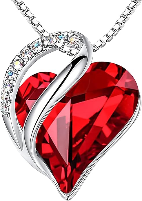 nfinity Love Heart Necklace, Birthstone Necklace for Women, Jewelry for Women with Healing Crystals, Allergy V1164-325776