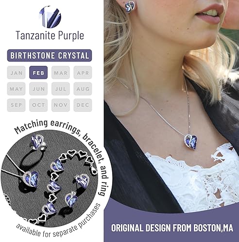 Infinity Love Heart Necklace, Birthstone Necklace for Women, Jewelry for Women with Healing Crystals, Allergy V1164-325777