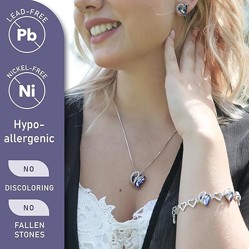 Infinity Love Heart Necklace, Birthstone Necklace for Women, Jewelry for Women with Healing Crystals, Allergy V1164-325777