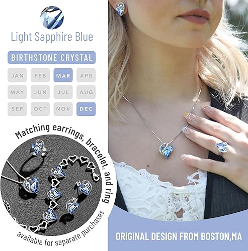 Infinity Love Heart Necklace, Birthstone Necklace for Women, Jewelry for Women with Healing Crystals, Allergy V1164-325778