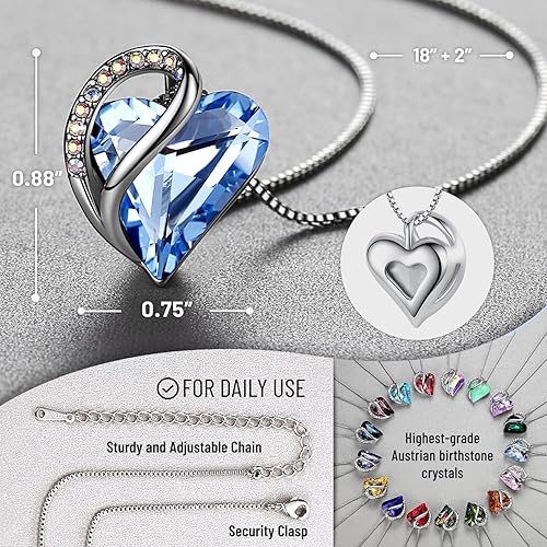 Infinity Love Heart Necklace, Birthstone Necklace for Women, Jewelry for Women with Healing Crystals, Allergy V1164-325778
