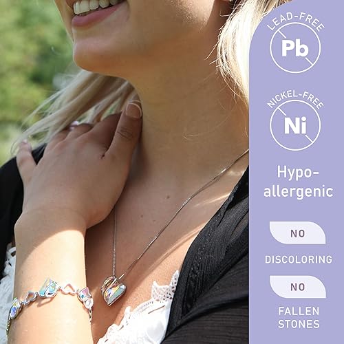 Infinity Love Heart Necklace, Birthstone Necklace for Women, Jewelry for Women with Healing Crystals, Allergy V1164-325779
